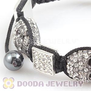 Handmade Pave Crystal Square Alloy Bracelets With Skull Bead
