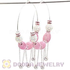 80mm Basketball Wives Mesh Hoop Earrings Wholesale With Spacer Beads 
