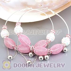 80mm Basketball Wives Mesh Hoop Earrings Wholesale With Spacer Beads 