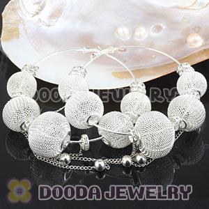 80mm Basketball Wives Mesh Hoop Earrings Wholesale With Spacer Beads 