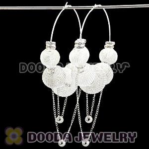 80mm Basketball Wives Mesh Hoop Earrings Wholesale With Spacer Beads 