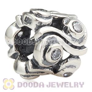 925 Sterling Silver European Ocean Wave Beads With CZ Stones
