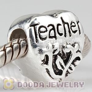 Wholesale Silver Plated European Teacher Heart Charms Bead 