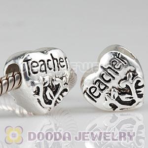 Wholesale Silver Plated European Teacher Heart Charms Bead