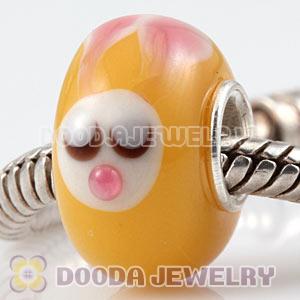Handmade European Glass Bunny Cuddles Beads In 925 Silver Core Wholesale