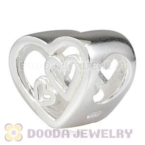925 Sterling Silver European Big Heart Charms Beads Wholesale