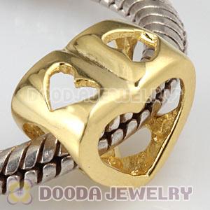 Gold Plated Sterling Silver European Open Heart Charm Beads Wholesale