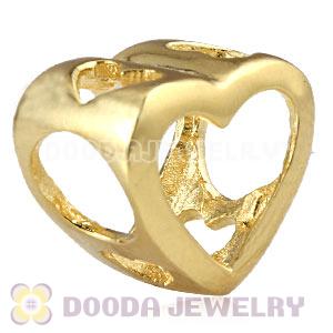 Gold Plated Sterling Silver European Open Heart Charm Beads Wholesale