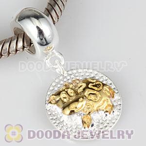Gold Plated Sterling Silver Chinese Zodiac Ox Dangle Charm Bead Wholesale
