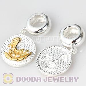 Gold Plated Sterling Silver Chinese Zodiac Snake Dangle Charm Bead Wholesale