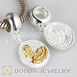 Gold Plated Sterling Silver Chinese Zodiac Snake Dangle Charm Bead Wholesale