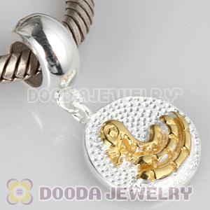 Gold Plated Sterling Silver Chinese Zodiac Snake Dangle Charm Bead Wholesale