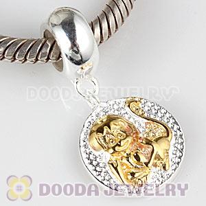 Gold Plated Sterling Silver Chinese Zodiac Monkey Dangle Charm Bead Wholesale