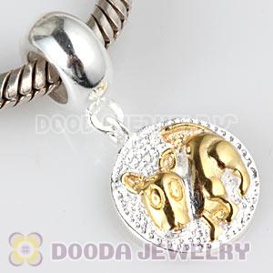 Gold Plated Sterling Silver Chinese Zodiac Dog Dangle Charm Bead Wholesale