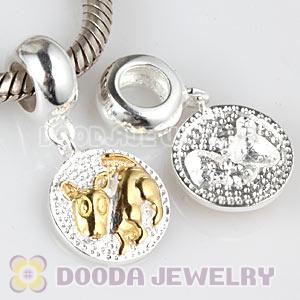 Gold Plated Sterling Silver Chinese Zodiac Dog Dangle Charm Bead Wholesale
