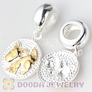 Gold Plated Sterling Silver Chinese Zodiac Dog Dangle Charm Bead Wholesale