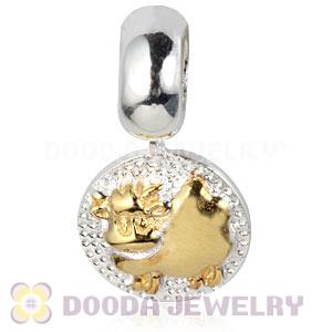 Gold Plated Sterling Silver Chinese Zodiac Sheep Dangle Charm Bead Wholesale