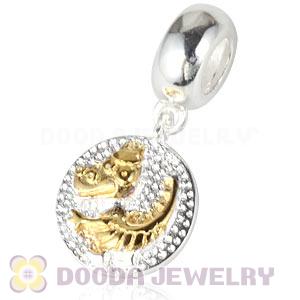 Gold Plated Sterling Silver Chinese Zodiac Dragon Dangle Charm Bead Wholesale