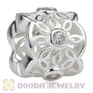 Authentic Sterling Silver European Radiance Charm Beads With White CZ Stones 