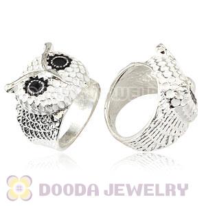 Wholesale 18mm Unisex Silver Plated Enamel White Owl Finger Ring 