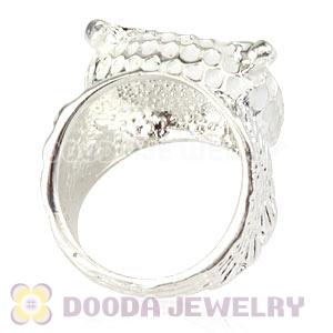 Wholesale 18mm Unisex Silver Plated Enamel White Owl Finger Ring 