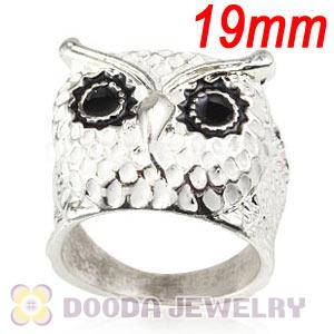 Wholesale 19mm Unisex Silver Plated Enamel White Owl Finger Ring 