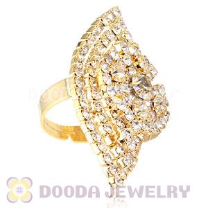 Wholesale Gold Plated White Crystal Flower Ring For Women 