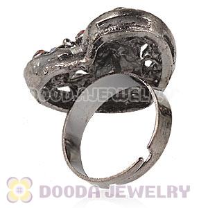 Wholesale Unisex Gun Black Plated Crystal Heart Finger Ring  