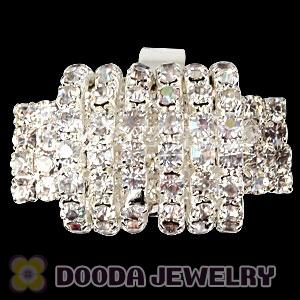 Wholesale Unisex Silver Plated White Semi Circle Crystal Finger Ring  