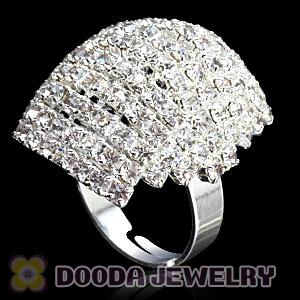 Wholesale Silver Plated Unisex White Crystal Nail Ring 