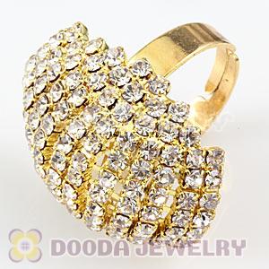 Wholesale Gold Plated Unisex White Crystal Nail Ring 