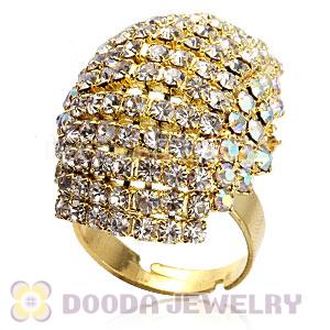 Wholesale Gold Plated Unisex Crystal Nail Finger Ring 