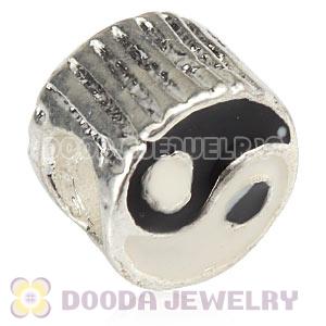 Wholesale Silver Plated Enamel European Yin Yang Charm Bead 