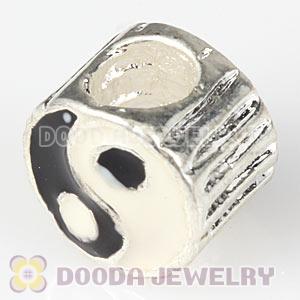 Wholesale Silver Plated Enamel European Yin Yang Charm Bead 