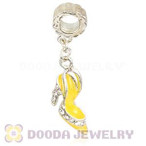 Silver Plated Enamel European High Heel Dangle Charms With Stone Wholesale