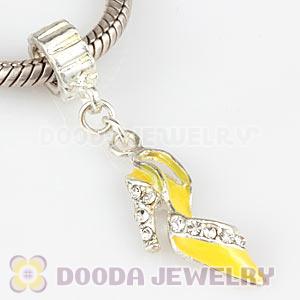 Silver Plated Enamel European High Heel Dangle Charms With Stone Wholesale