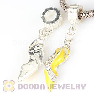 Silver Plated Enamel European High Heel Dangle Charms With Stone Wholesale