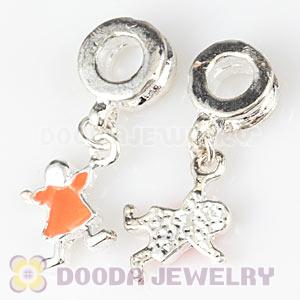 Silver Plated Enamel European Litter Boy Dangle Charm Bead Wholesale