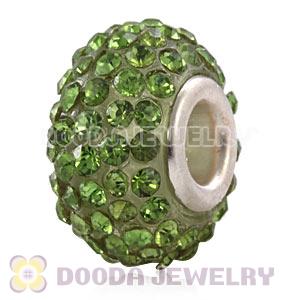 Wholesale European Green Pave Crystal Bead With Alloy Core
