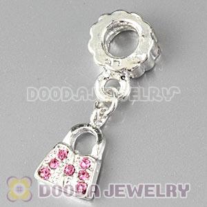 Silver Plated European Handbag Dangle Charms With Stone Wholesale