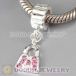 Silver Plated European Handbag Dangle Charms With Stone Wholesale
