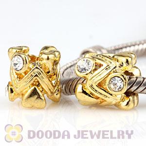 Wholesale Gold Plated European Charm Bead With Stone