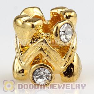 Wholesale Gold Plated European Charm Bead With Stone