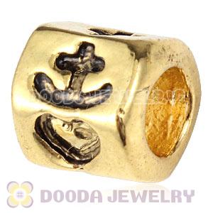 Wholesale Gold Plated European Heart Cross Anchor Bead