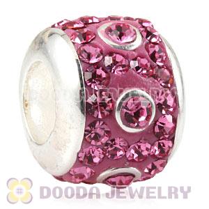 925 Sterling Silver Pink Austrian Crystal Charm Beads Wholesale 