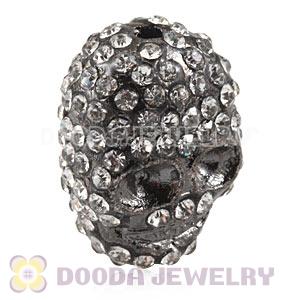 18×13mm Alloy Black Basketball Wives Crystal Skull Head Beads Wholesale 