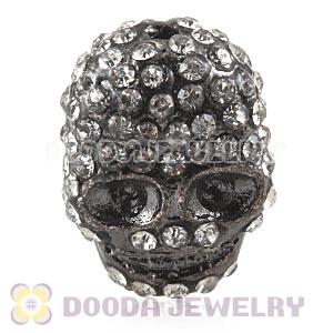 18×13mm Alloy Black Basketball Wives Crystal Skull Head Beads Wholesale 