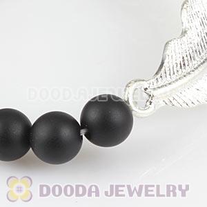 Black Agate Feather Beaded Bracelets Wholesale 