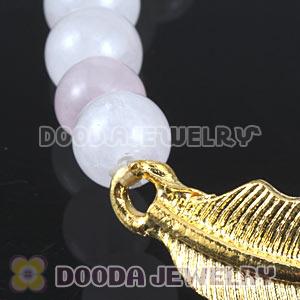 Pink Agate Feather Beaded Bracelets Wholesale 