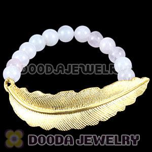 Pink Agate Feather Beaded Bracelets Wholesale 